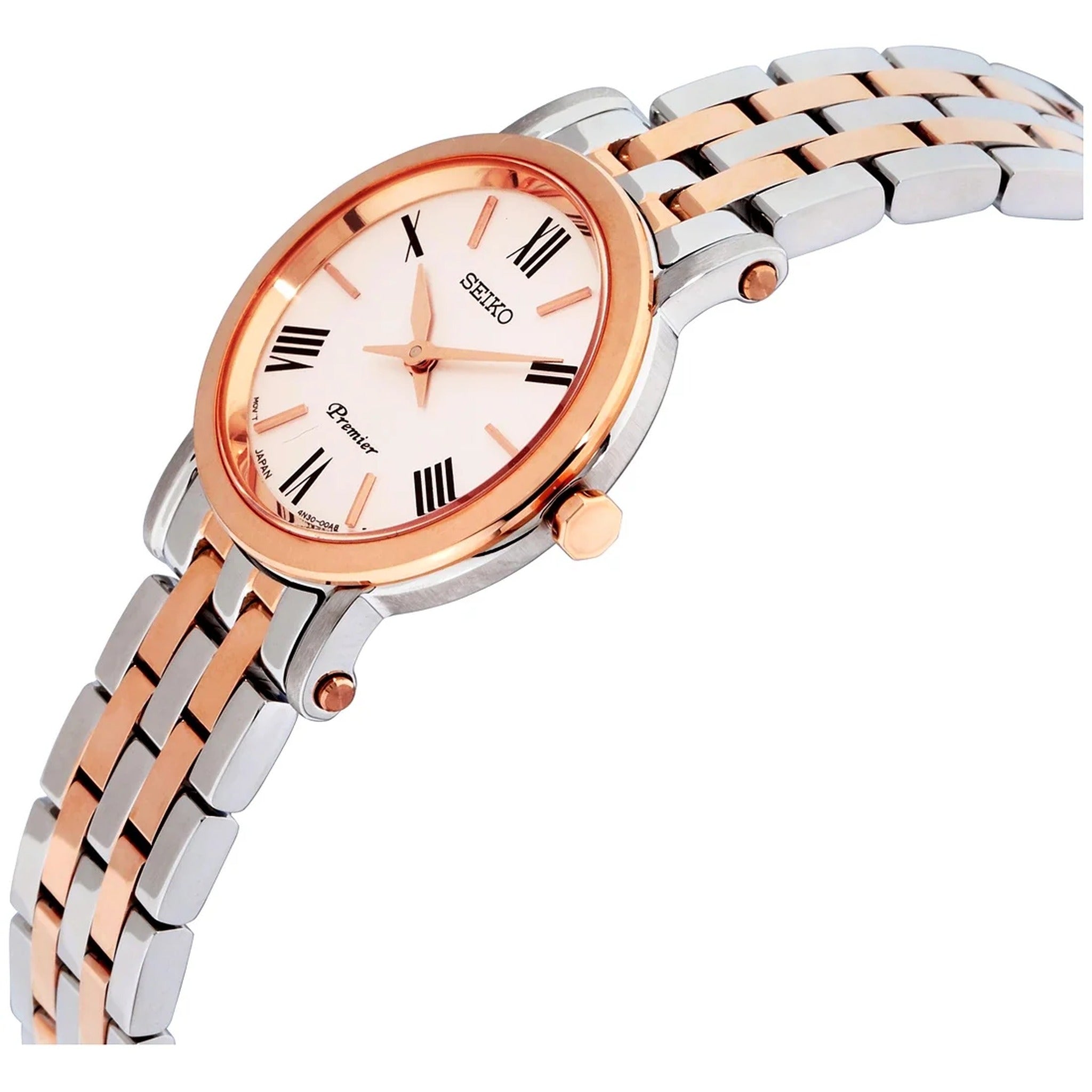 Seiko Premier Quartz Women's Watch SWR028P1 Round Rose Gold Silver