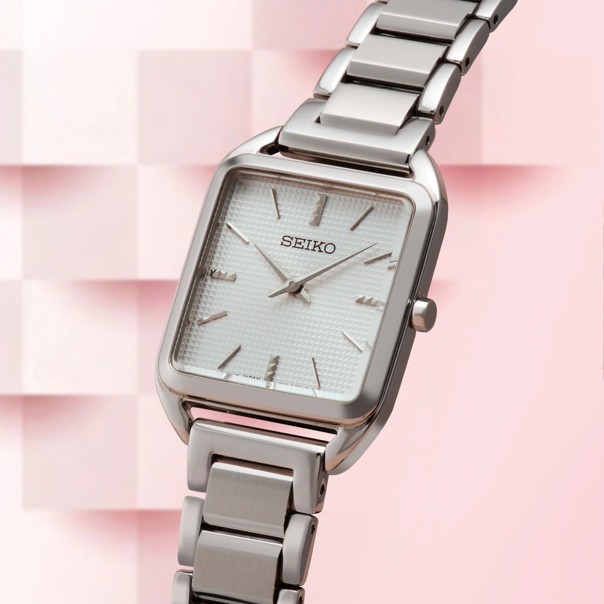Seiko Classic Quartz Women's Watch SWR073P1 Rectangular Silver White
