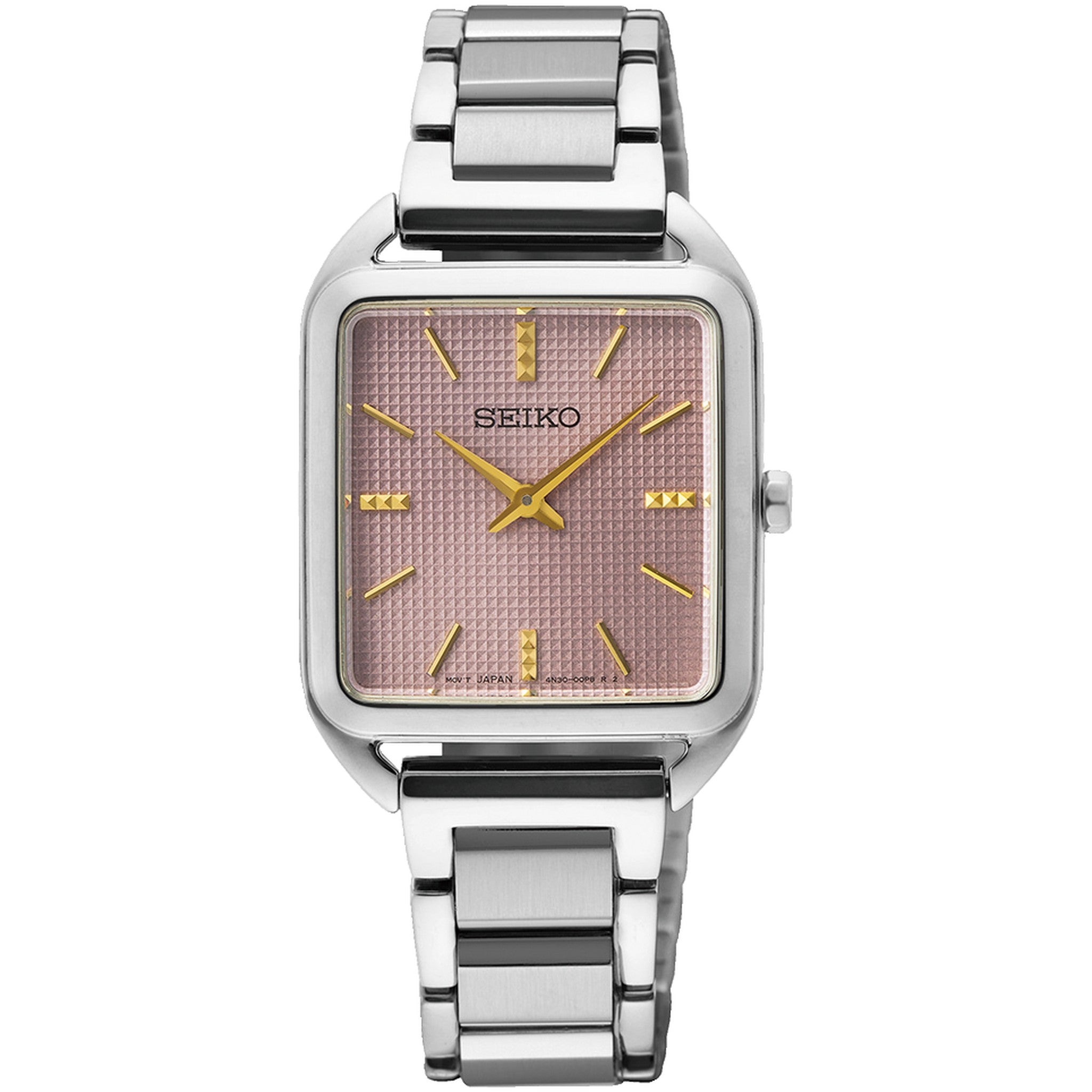 Seiko Classic Quartz Women's Watch SWR077P1 Rectangular Silver Rose Gold