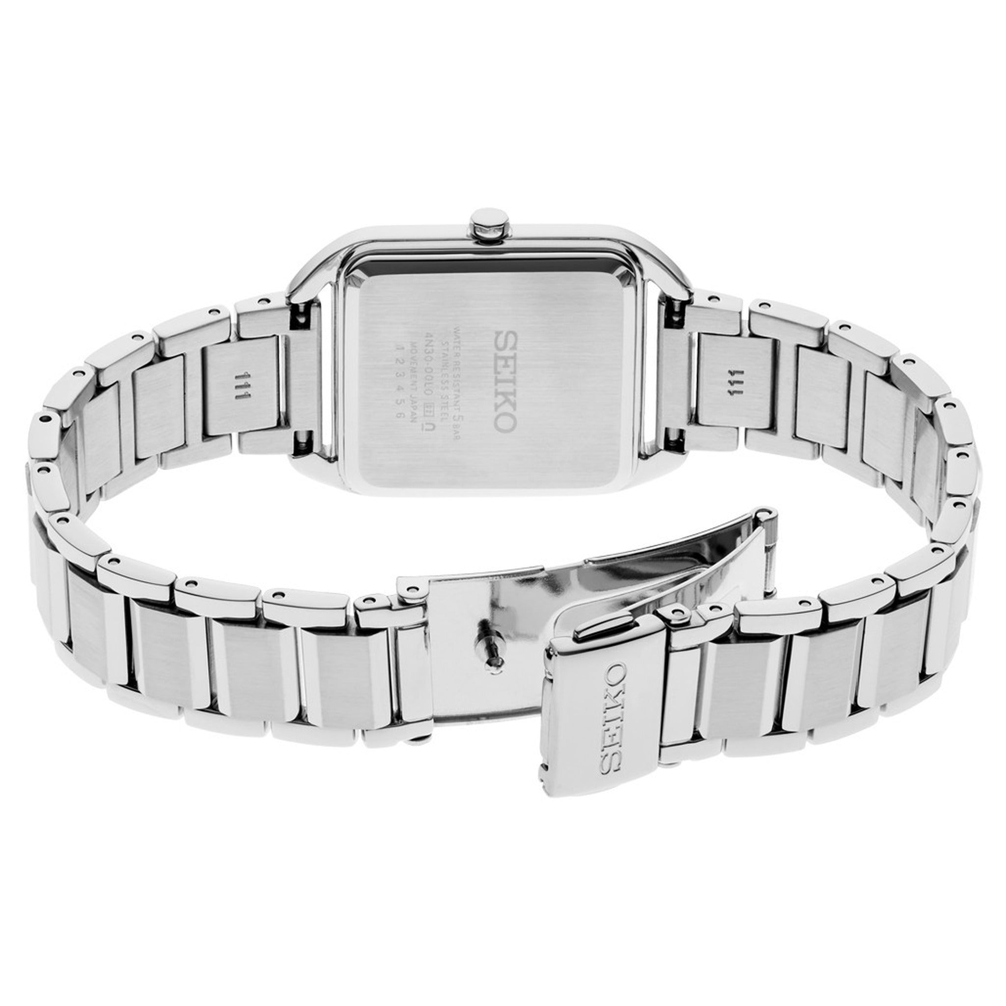 Seiko Classic Quartz Women's Watch SWR077P1 Rectangular Silver Rose Gold