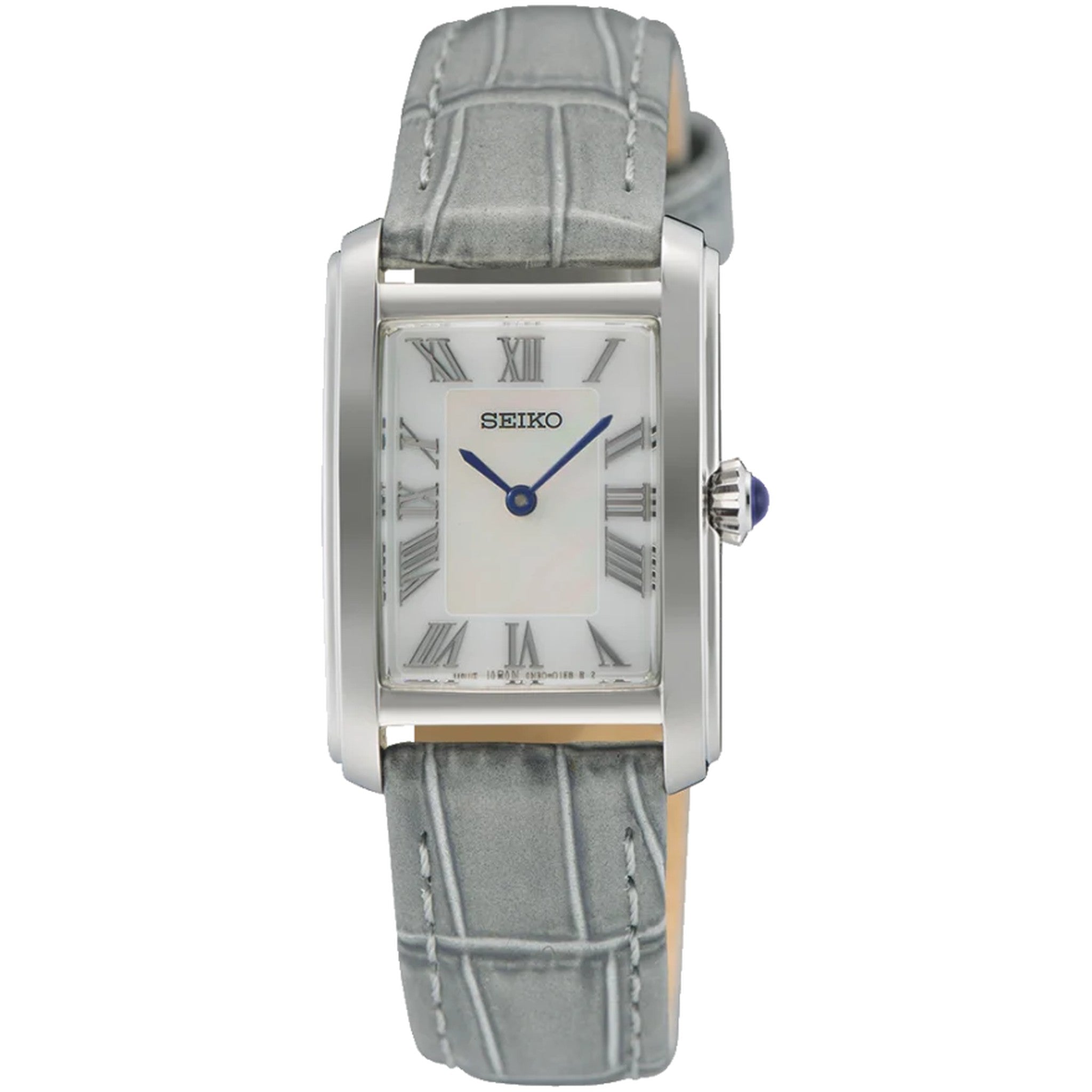 Seiko Classic Quartz Women's Watch SWR099P1 Silver Mother of Pearl Leather Strap