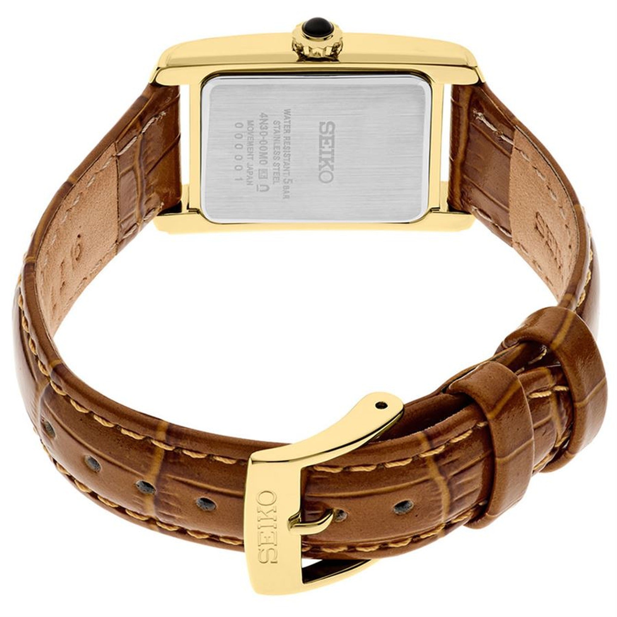 Seiko Classic Quartz Damenuhr SWR100P1 Gold Perlmutt Lederarmband