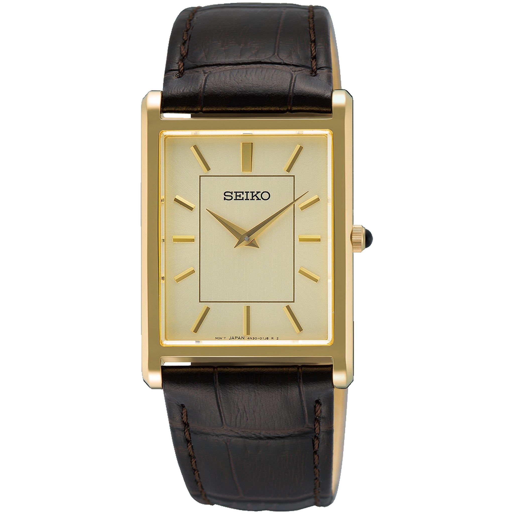 Seiko Classic Rectangular Men's Watch SWR106P1 Champagne Gold