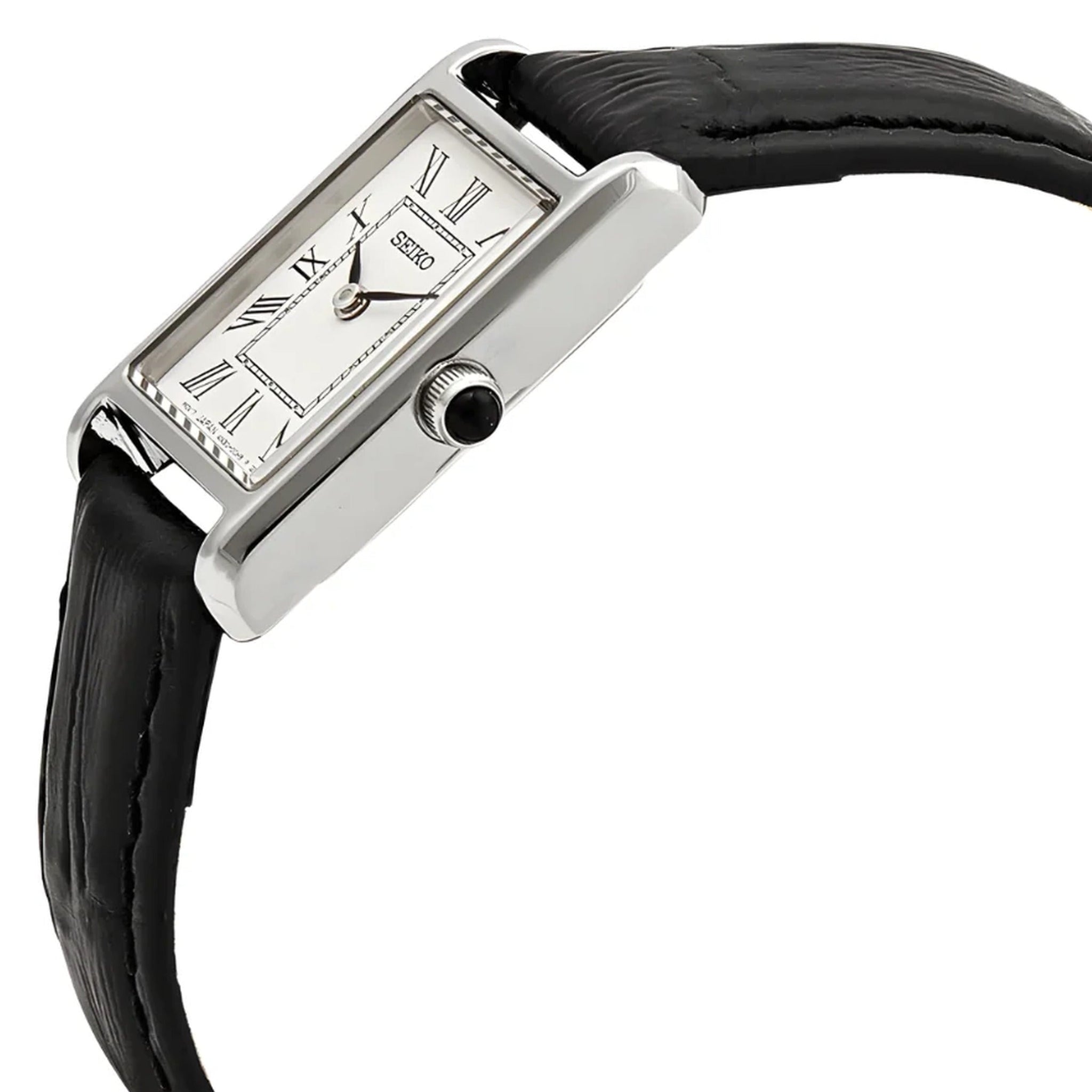 Seiko Klassische rechteckige Damenuhr SWR107P1 Silberweiße römische Ziffern