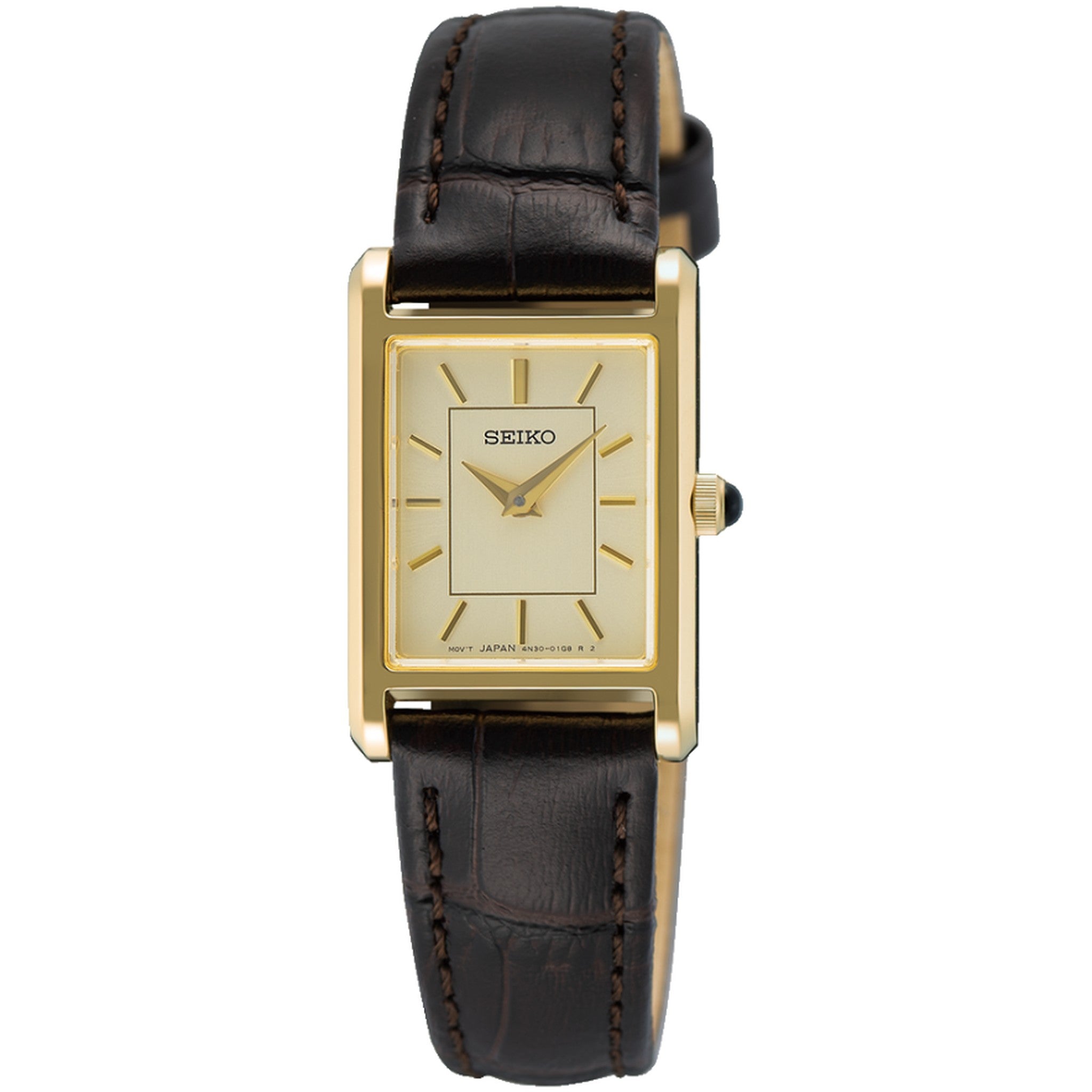 Seiko Classic Rectangular Women's Watch SWR110P1 Champagne Gold