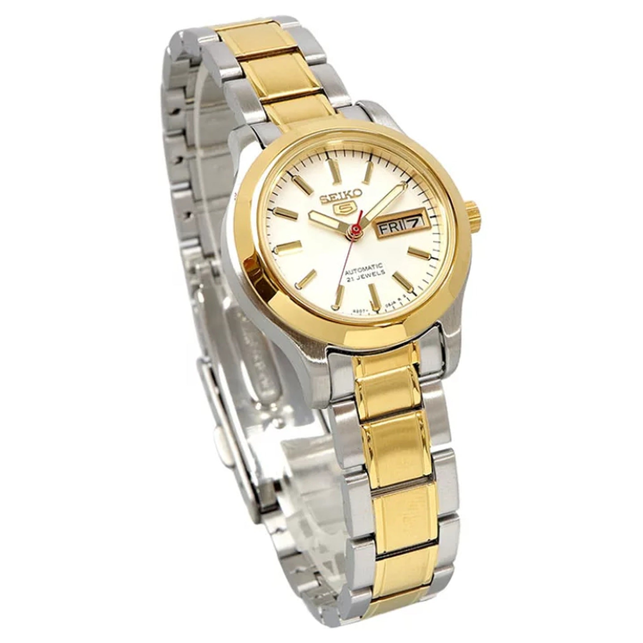 Seiko 5 Women's Automatic Watch SYMD90K1 Silver Gold White