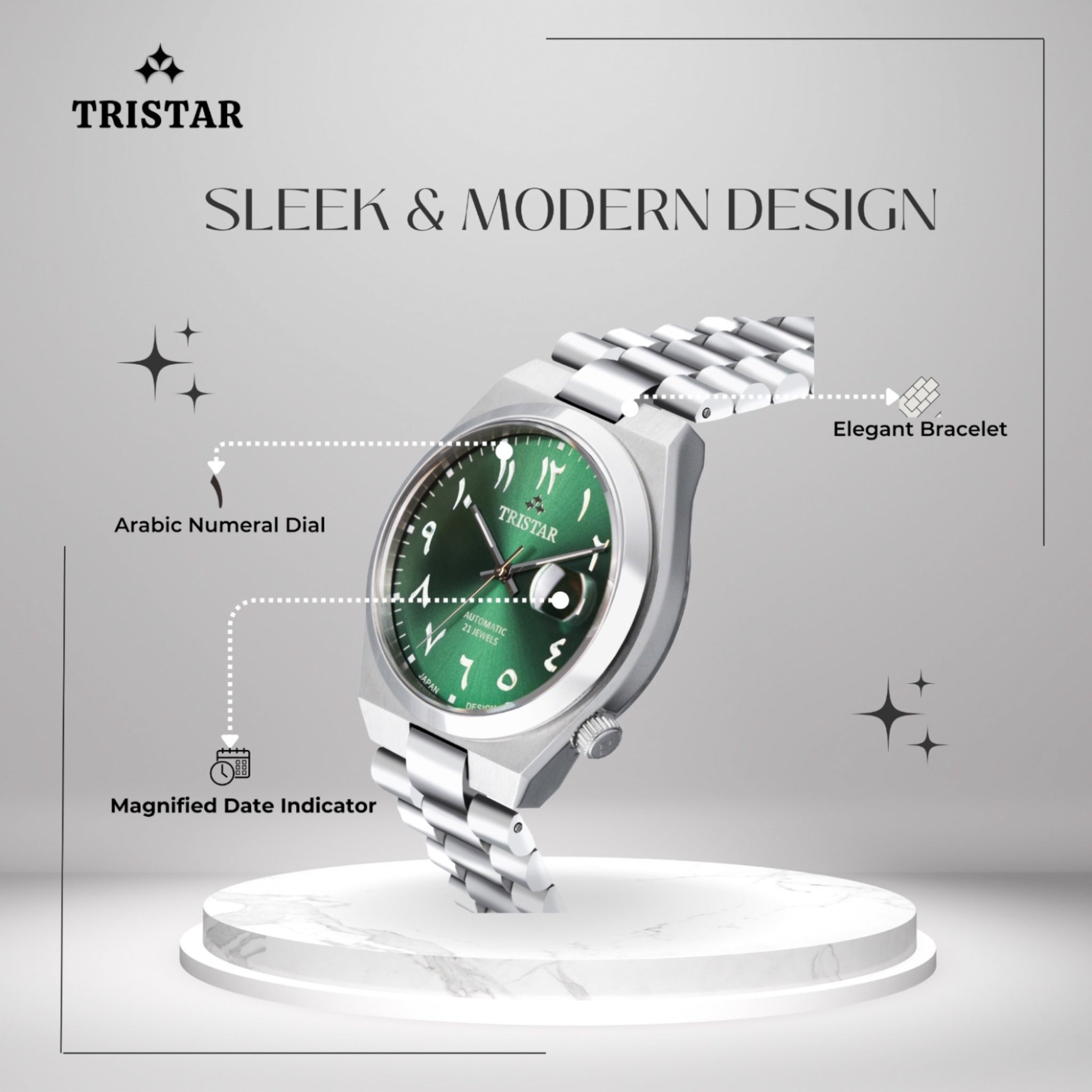 Montre Tristar Arabic Dial NJ33GMSSM02 Vert Automatique