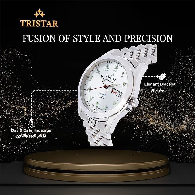 Tristar Arabic Dial BA23WMSSM03 White Silver Automatic Watch