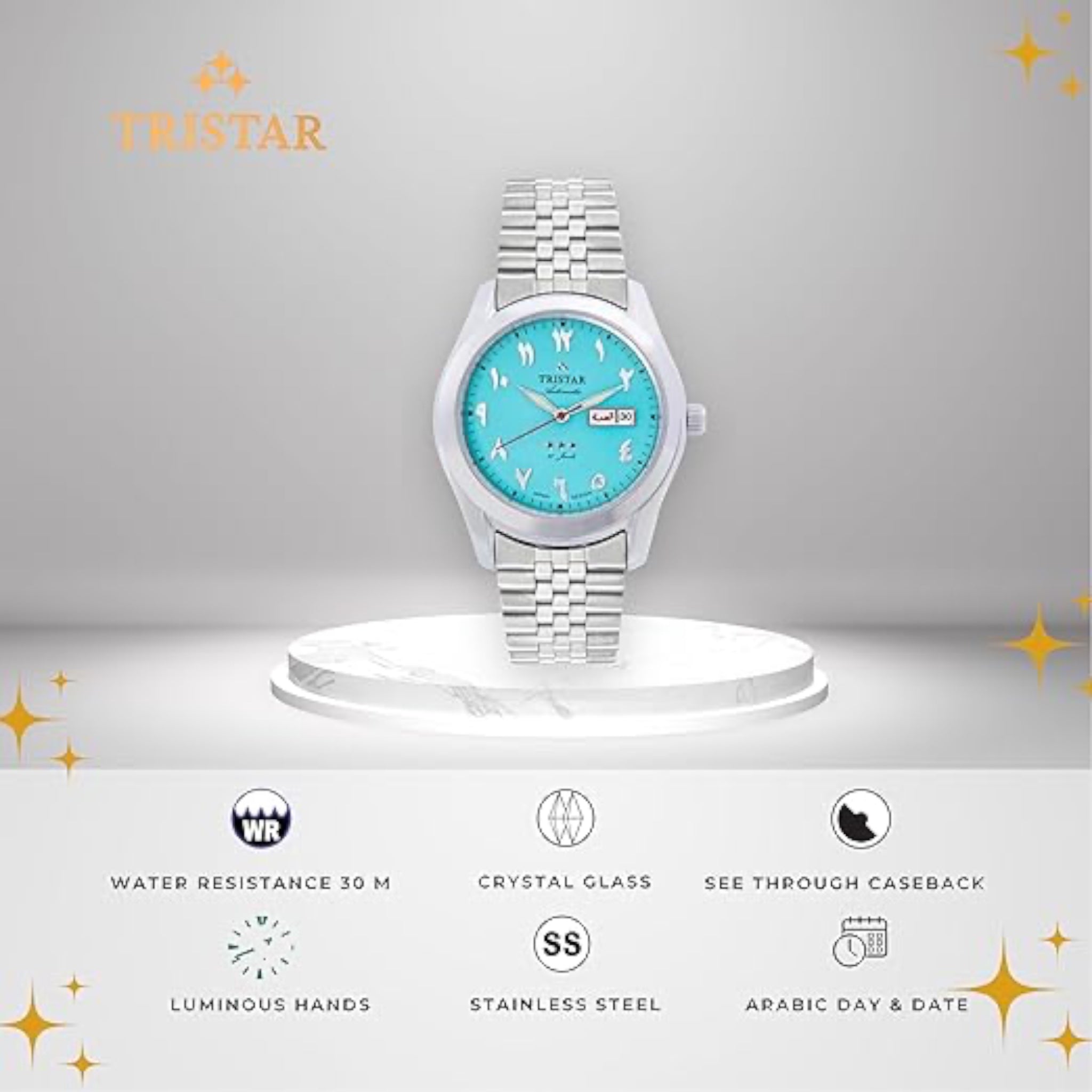 Tristar Arabic Dial BA33NMSSM03 Turquoise Blue Tifanny Automatic Watch