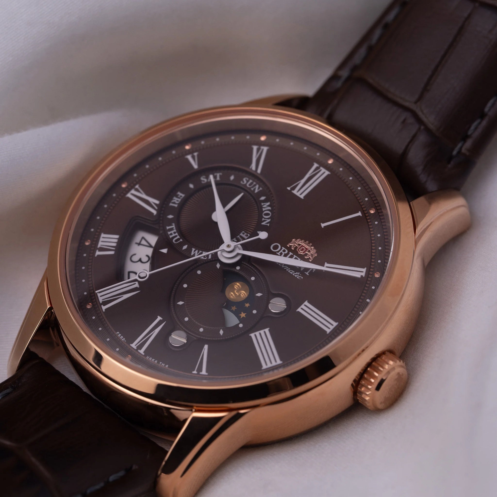Montre Orient Classic RA-AK0009T30B Sun & Moon Marron Solaire