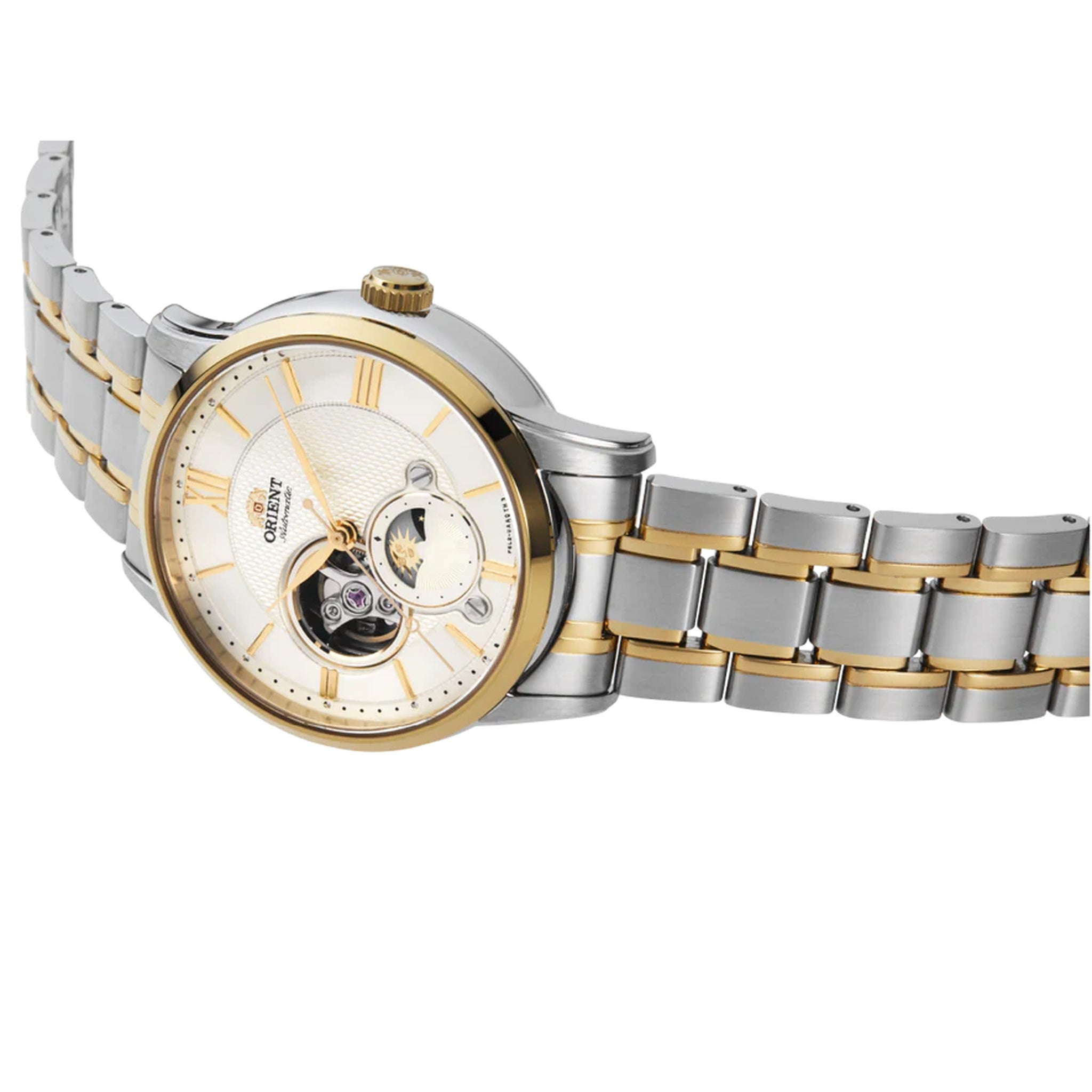 Montre Orient Contemporary RA-AS0007S30B Cœur ouvert Sun&Moon Ivoire Automatique