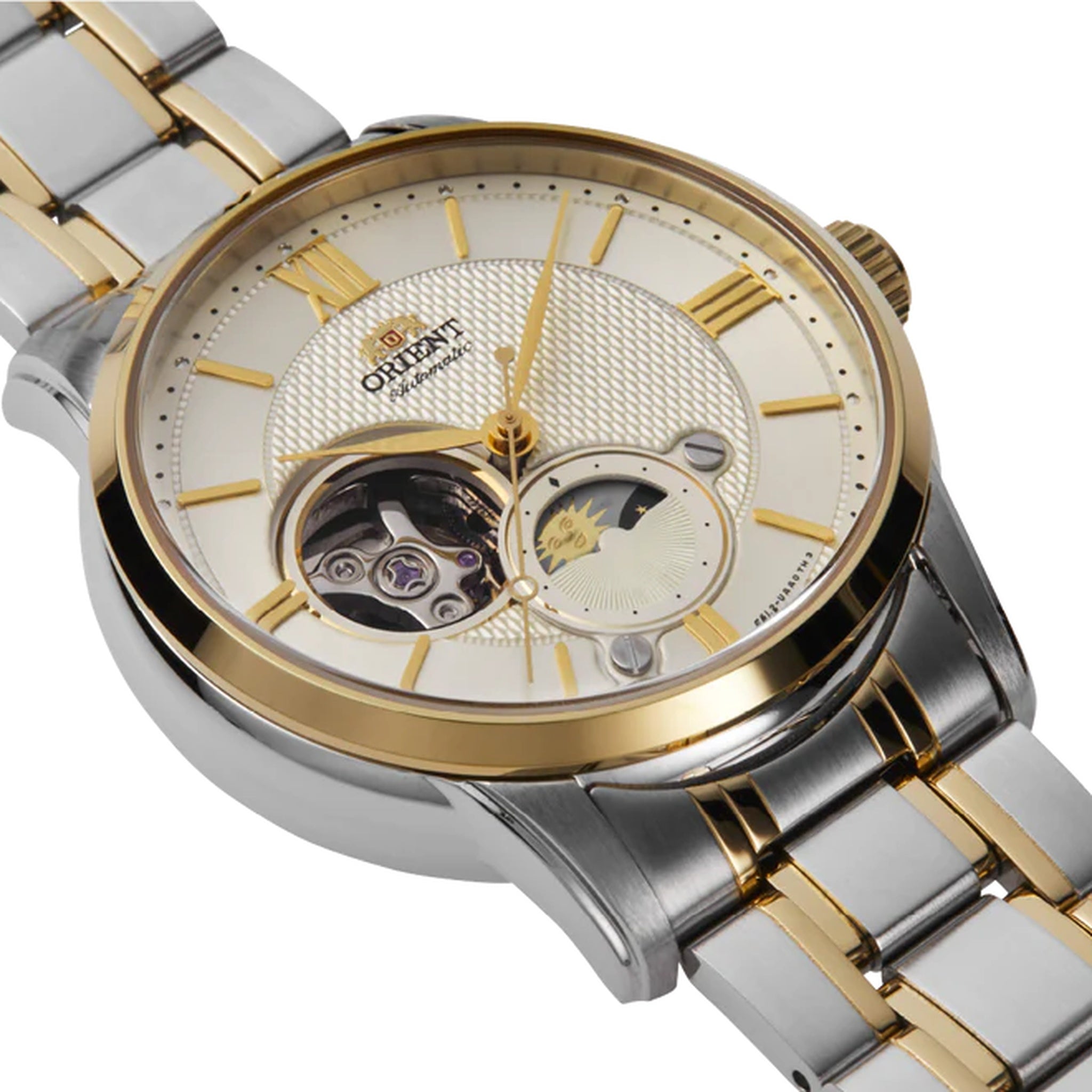Montre Orient Contemporary RA-AS0007S30B Cœur ouvert Sun&Moon Ivoire Automatique