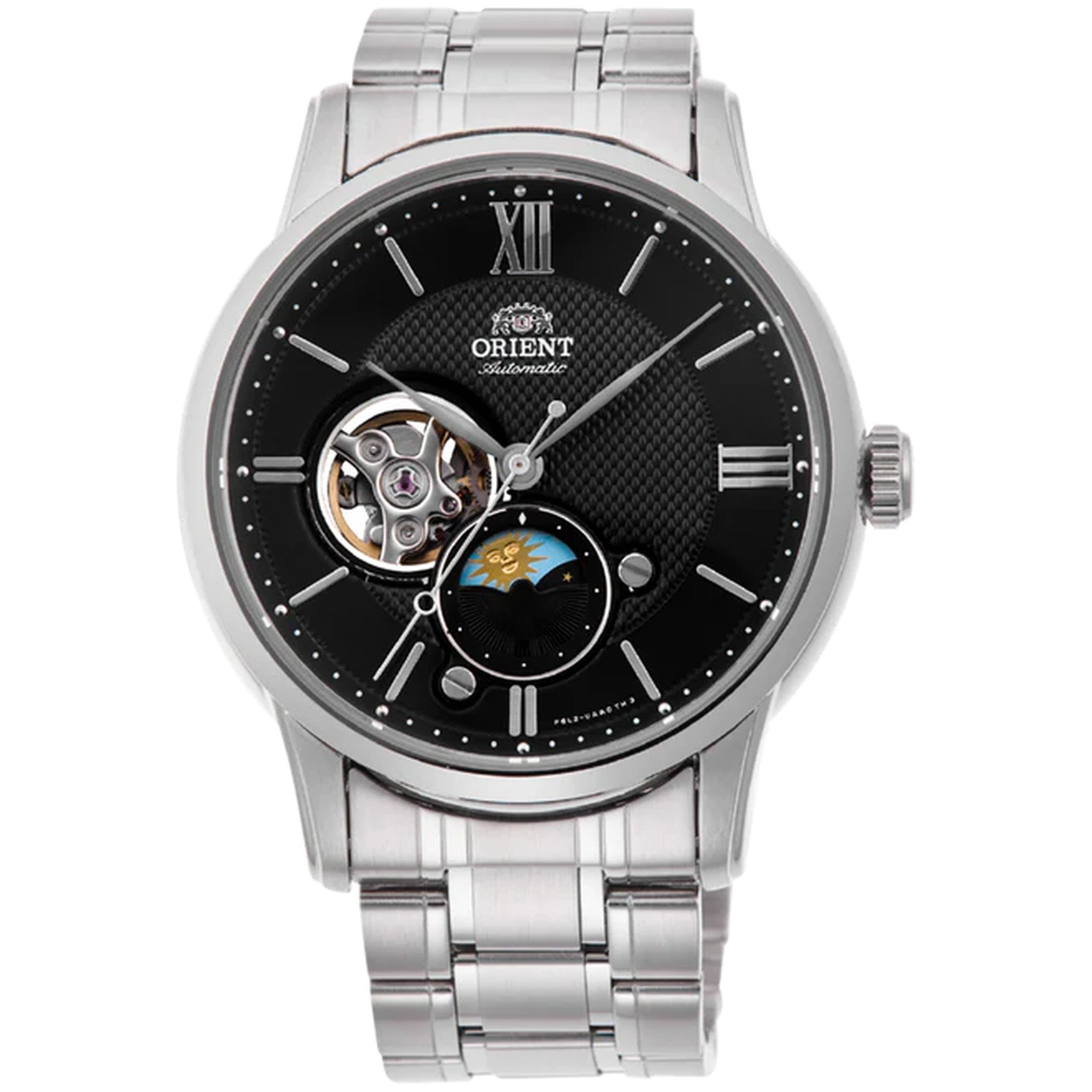 Montre Orient Classique RA-AS0008B30B Cœur ouvert Sun&Moon Noir Automatique