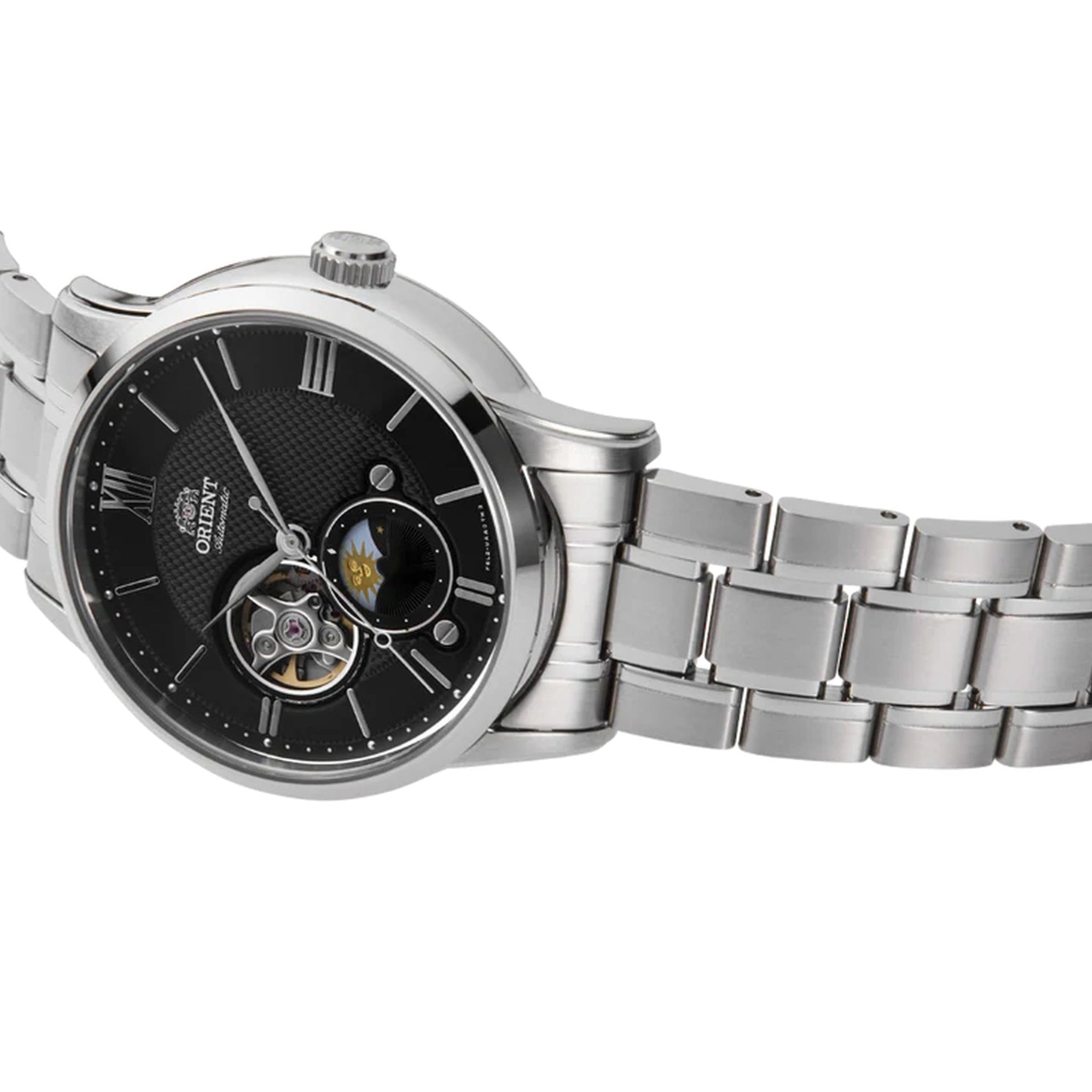 Montre Orient Classique RA-AS0008B30B Cœur ouvert Sun&Moon Noir Automatique