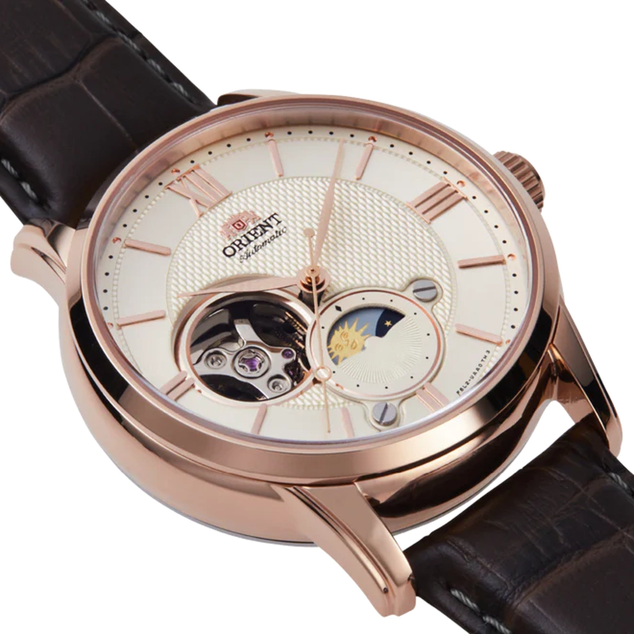 Montre Orient Classique RA-AS0009S30B Cœur ouvert Sun&Moon Ivoire Automatique