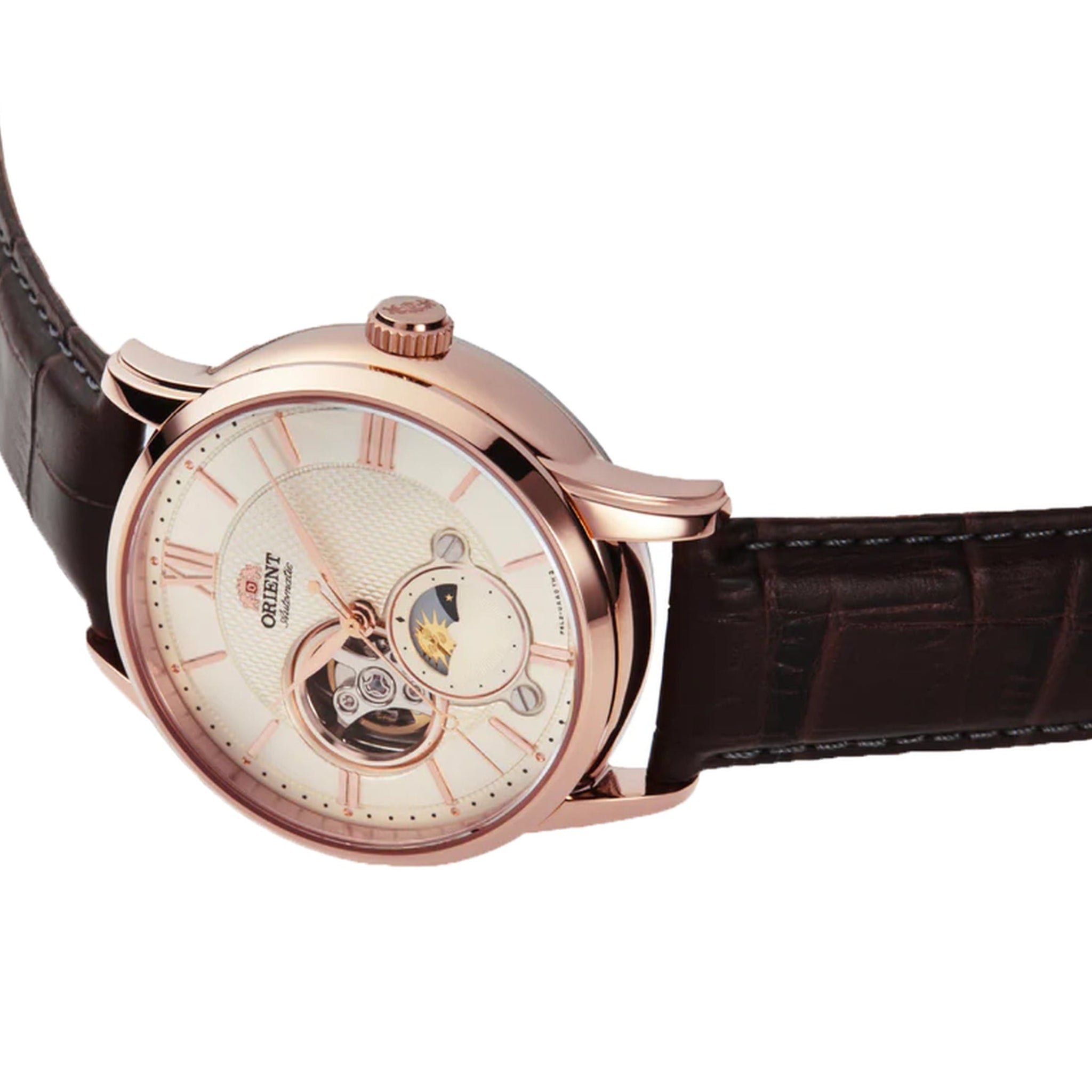 Montre Orient Classique RA-AS0009S30B Cœur ouvert Sun&Moon Ivoire Automatique