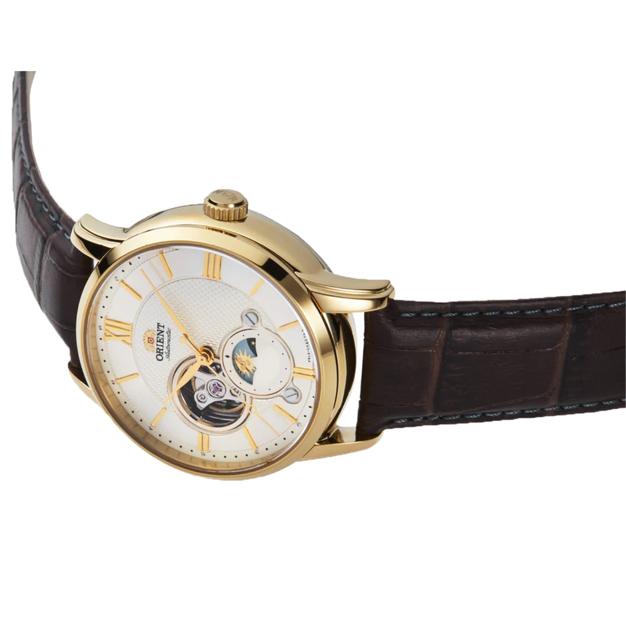 Montre Orient Classique RA-AS0010S30B Cœur ouvert Sun&Moon Ivoire Automatique