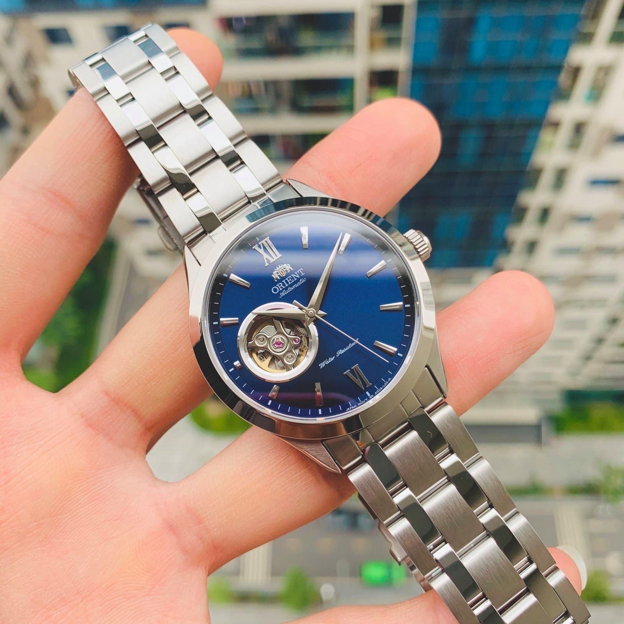 Montre Orient Contemporary TAG03001D0 Cœur ouvert Bleu Automatique