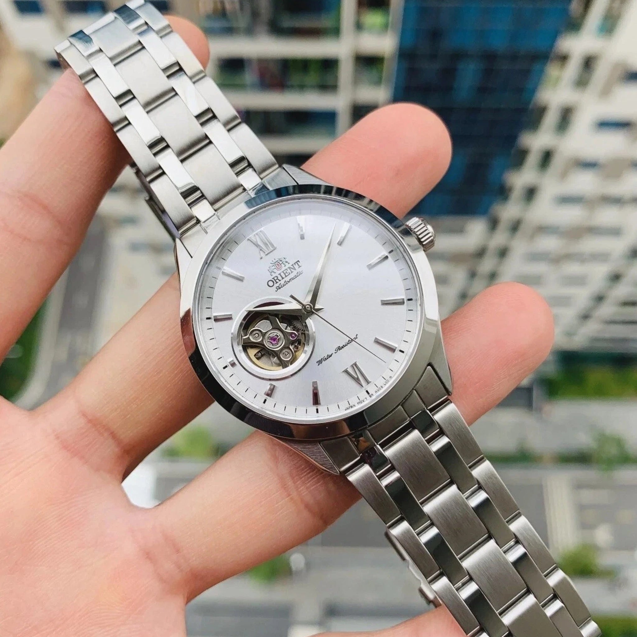 Montre Orient Contemporary TAG03001W0 Cœur ouvert Argenté Automatique