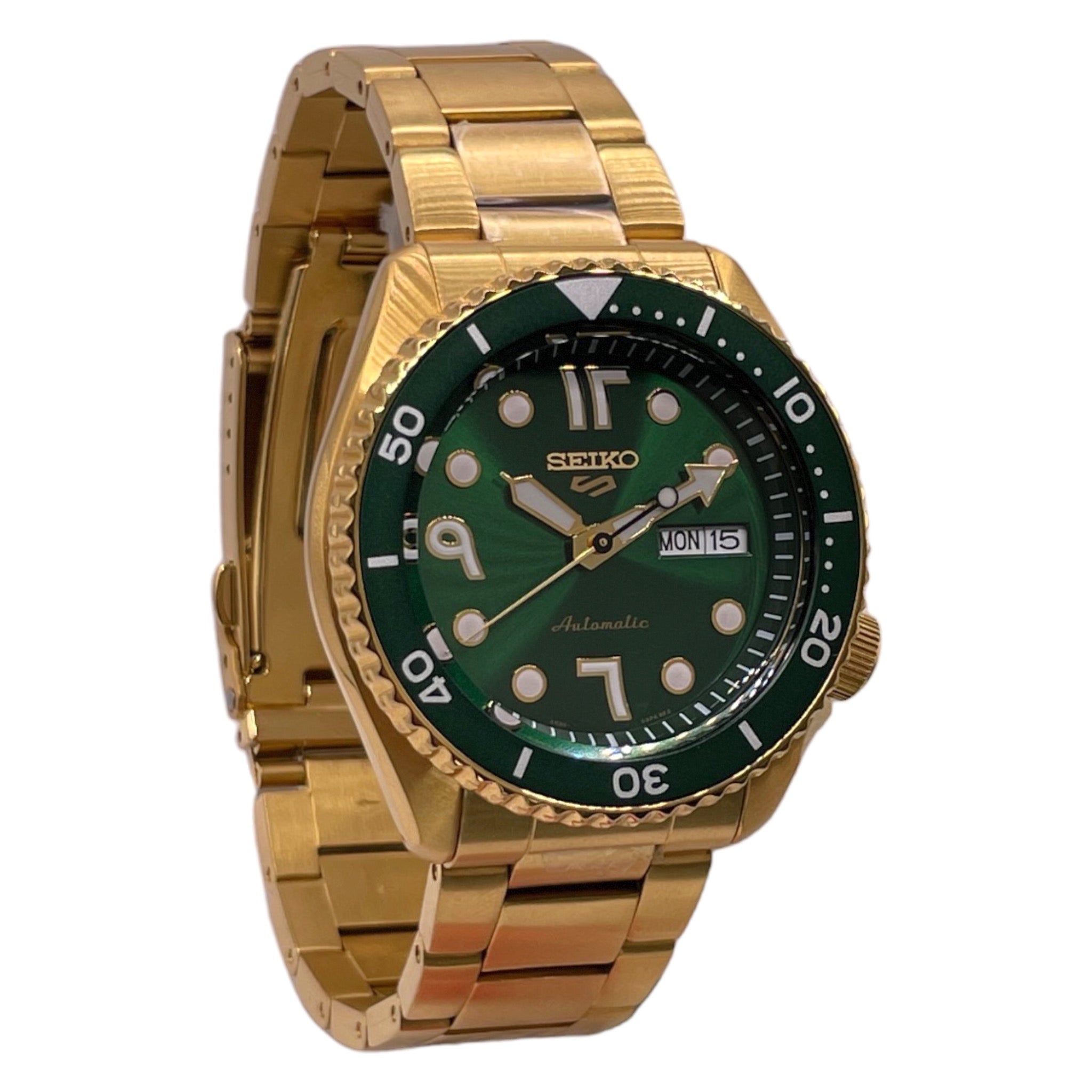 Seiko Arabic Dial SRPF90K1 Green and Gold Watch