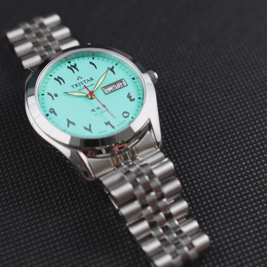 Tristar Arabic Dial BA33NMSSM03 Turquoise Blue Automatic Watch